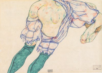 Girl with Green Stockings by Egon Schiele